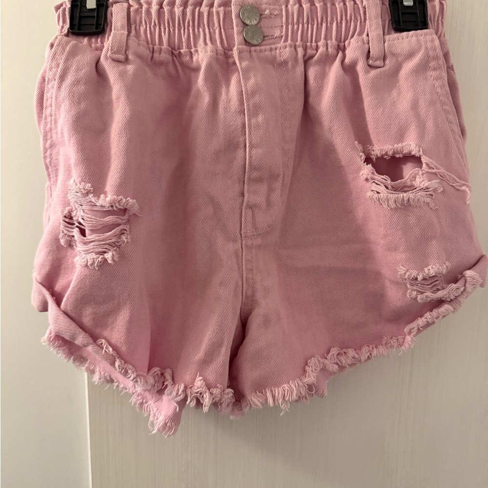 Love Tree High Waist Pink Ripped Shorts
